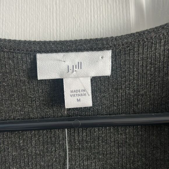 J. Jill Ribbed Charcoal Gray Wrap Dress Size M NEW - Picture 3 of 6